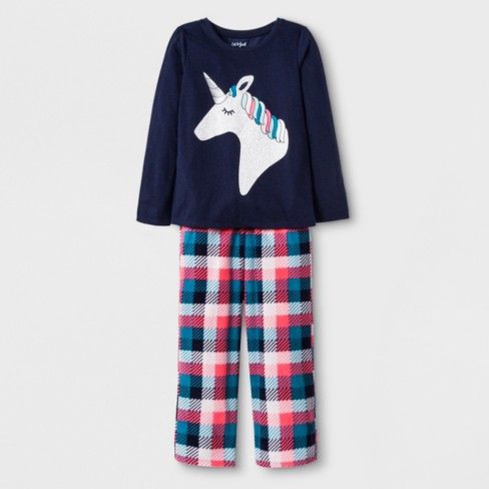 NWT Cat & Jack Girls Unicorn Cozy Pajama Set Sz L